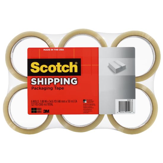 Picture of Scotch Lightweight Packaging Tape, 1-7/8in x 54.6 Yd., Clear, Pack Of 6 Rolls