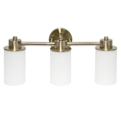 Picture of Lalia Home Essentix 3-Light Wall Mounted Vanity Light Fixture, 6-1/2inW, Opaque White/Antique Brass