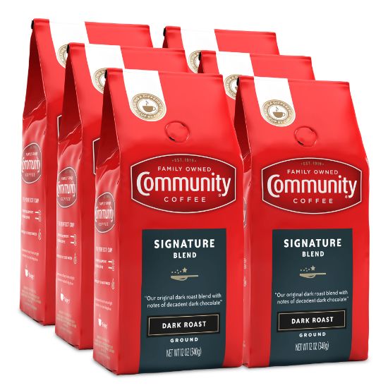 Picture of Community Coffee Arabica Ground Coffee, Signature Blend, 12 Oz Per Bag, Carton Of 6 Bags