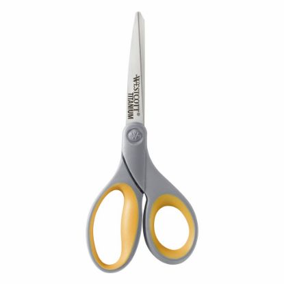 Picture of Westcott Titanium Bonded Scissors, 8in, Pointed, Gray/Yellow