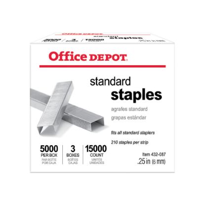 Picture of Office Depot Brand Standard Staples, 1/4in, 5,000 Staples Per Pack, Box Of 3 Packs