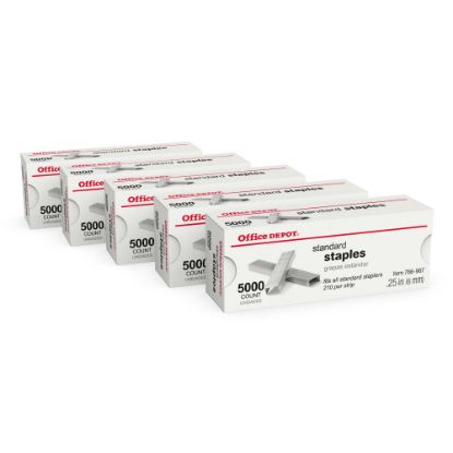 Picture of Office Depot Brand Standard Staples, 1/4in, 5,000 Staples Per Pack, Box Of 5 Packs