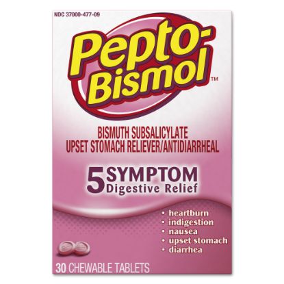 Picture of Pepto-Bismol Original Flavor Chewable Tablets, 30 Tablets Per Box, Carton Of 24 Boxes