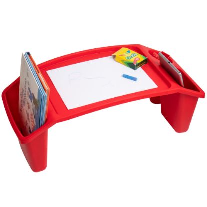 Picture of Mind Reader Plastic Lap Desk with Side Storage Pockets, 8-1/2in H x 10-3/4in W x 22-1/4in D, Red