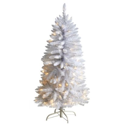 Picture of Nearly Natural Slim Artificial Christmas Tree, 4'H, White