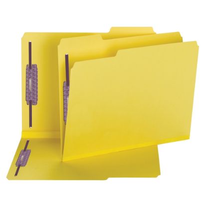 Picture of Smead Color Pressboard Fastener Folders With SafeSHIELD Coated Fasteners, Letter Size, 1/3 Cut, Yellow, Box Of 25