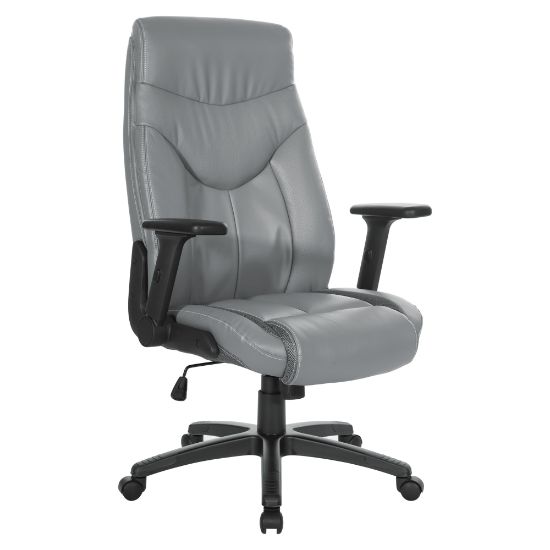 Picture of Office Star Ergonomic Leather High-Back Executive Office Chair, Charcoal Gray