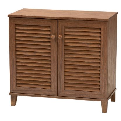 Picture of Baxton Studio Coolidge Finished 4-Shelf Wood Shoe Storage Cabinet, Walnut