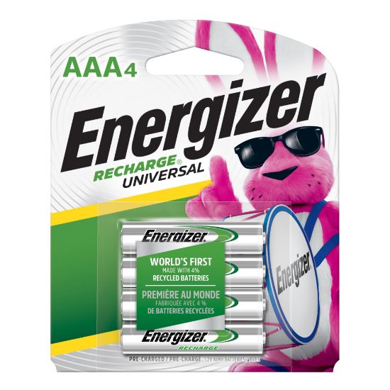 Picture of Energizer Rechargeable NiMH AAA Batteries, Pack Of 4