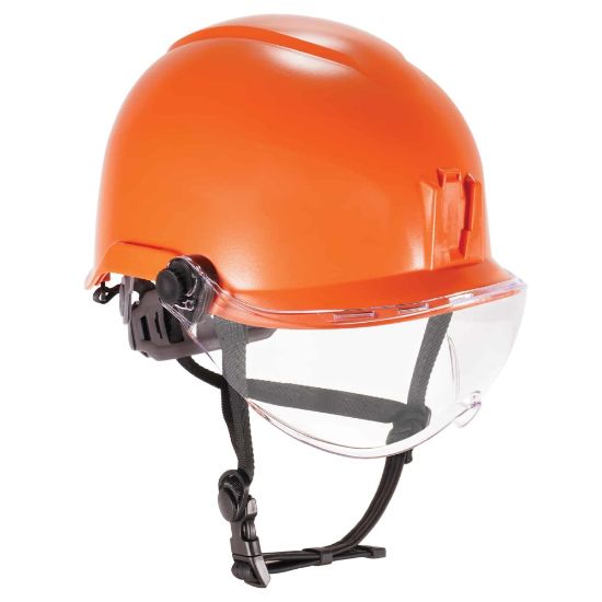 Picture of Ergodyne Skullerz 8974V Anti-Fog Class E Safety Helmet With Visor Kit, Clear Lens, Orange