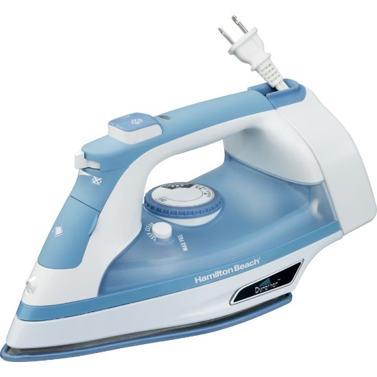 Picture of Hamilton Beach Durathon 19701 Clothes Iron - Automatic Shut Off - 9 fl oz Reservoir Capacity - 1500 W - Blue, White