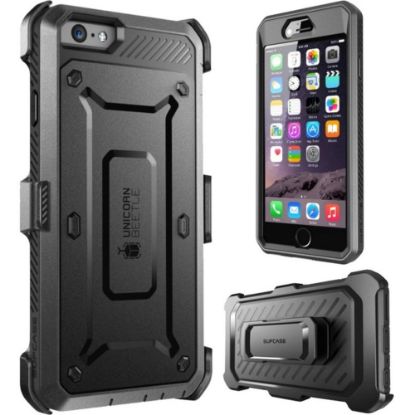 Picture of SUP Unicorn Beetle Pro Carrying Case (Holster) iPhone 6, iPhone 6S - Black - Impact Resistant, Damage Resistant Screen Protector, Shock Resistant, Drop Resistant, Dust Resistant Port, Debris Resistant, Scratch Resistant, Bump Resistant, Shock Absorbing