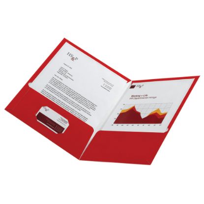 Picture of Office Depot Brand Laminated Paper 2-Pocket Folders, Red, Pack Of 10