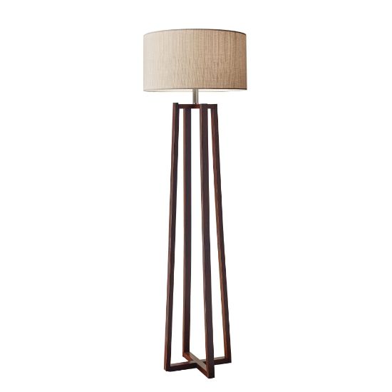 Picture of Adesso Quinn Floor Lamp, 60inH, Light Brown Shade/Walnut Base