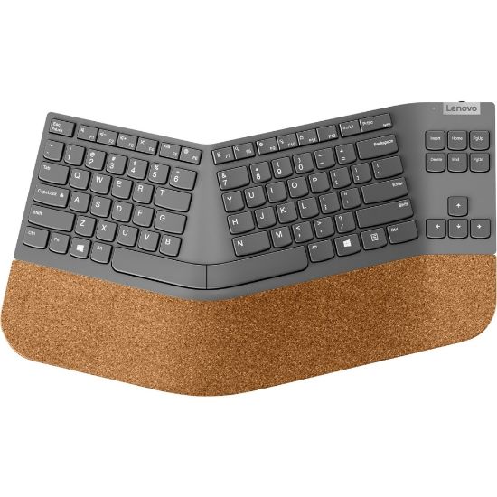 Picture of Lenovo Go Wireless Split Keyboard - US English - Wireless Connectivity - 2.40 GHz - English (US) - PC - Scissors Keyswitch - AA Battery Size Supported - Storm Gray