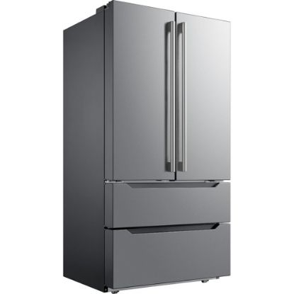 Picture of Midea 22.5 Cu. Ft. Counter-Depth 4-Door French Door Refrigerator - 22.50 ft� - 2x Freezer Drawer(s) - 15.90 ft� Net Refrigerator Capacity - 6.60 ft� Net Freezer Capacity - 120 V AC - Stainless Steel - Smooth - Freestanding - LED Light