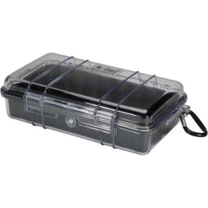 Picture of Pelican Micro Case 1060 with Clear Lid and Carabineer - 5.56in x 2.62in x 9.37in - Steel - Black