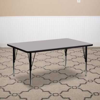 Picture of Flash Furniture 30ft"W Rectangular Height-Adjustable Activity Table With Short Legs, Gray