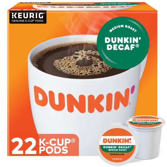 Picture of Dunkin Donuts Single-Serve Coffee K-Cup, Decaffeinated, Carton Of 22