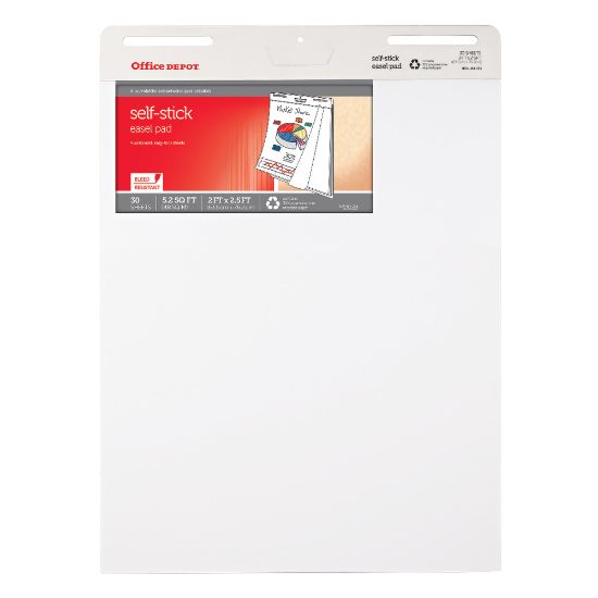 Picture of Office Depot Brand Self-Stick Easel Pad, 25in x 30in, 30 Sheets, 30% Recycled, White