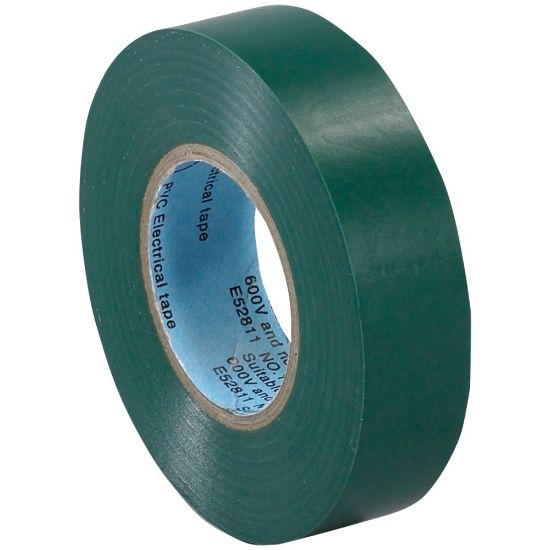 Picture of Tape Logic 6180 Electrical Tape, 1.25in Core, 0.75in x 60ft, Green, Case Of 10