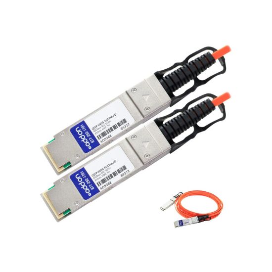 Picture of AddOn 7m Cisco Compatible QSFP+ AOC - 40GBase direct attach cable - QSFP+ (M) to QSFP+ (M) - 7 m - fiber optic - active - for Cisco Nexus 93108TC-EX, 93180YC-FX, 9336C-FX2, 9372PX-E