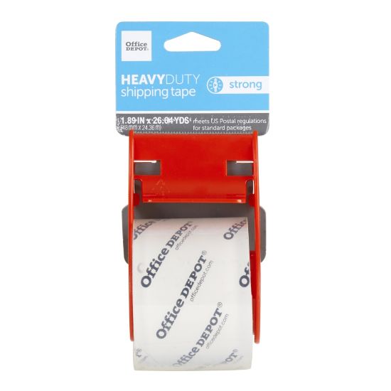 Picture of Office Depot Brand Heavy Duty Shipping Packing Tape With Dispenser, 1.89in x 26.64 Yd, Crystal Clear