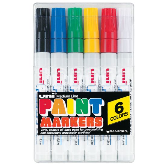 Picture of Uni-Paint Markers, Medium Point, Assorted Colors, Pack Of 6