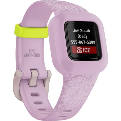 Picture of Garmin ve�vofit jr. 3 Smart Watch - Lilac Floral - Silicone Band - Swimming, Health & Fitness, Tracking, Smartphone - Water Resistant - 164.04 ft Water Resistant