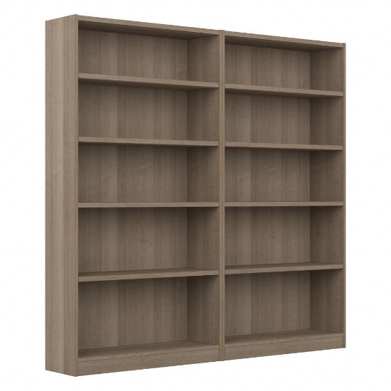 Picture of Bush Furniture Universal 72inH 5-Shelf Bookcases, Ash Gray, Set Of 2 Bookcases, Standard Delivery