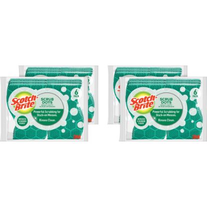 Picture of Scotch-Brite Scrub Dots Heavy-duty Scrub Sponge - 2.5in Height x 6.2in Width x 4.7in Depth - 24/Carton - Green