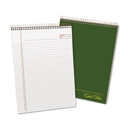 Picture of Ampad Gold Fibre Classic Wirebound Legal Pads - 70 Sheets - Wire Bound - 0.34in Ruled - 20 lb Basis Weight - 8 1/2in x 11 3/4in - White Paper - Classic Green Cover - Micro Perforated, Stiff-back, Chipboard Backing - 1 Each