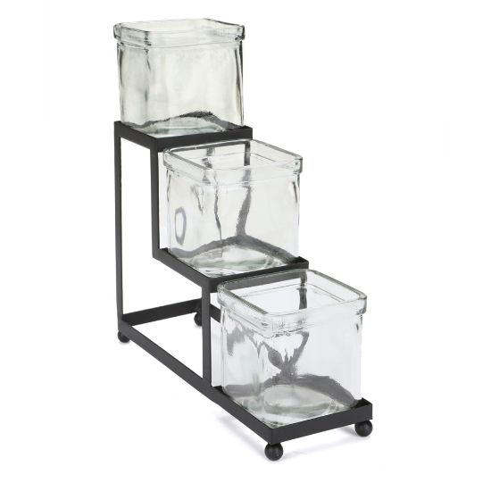 Picture of Mind Reader 3-Tier Condiment Server Jar Stand, 9-7/16inH x 3-1/16inW x 9-1/8inD, Black