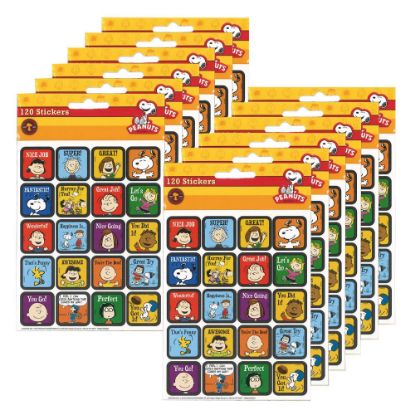 Picture of Eureka Theme Stickers, Peanuts Motivational, 120 Stickers Per Pack, Set Of 12 Packs