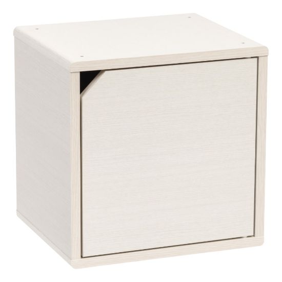 Picture of IRIS 14inH Cube Storage With Door, White Pine