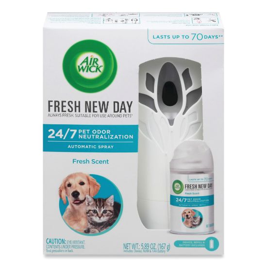 Picture of Air Wick Pet Odor Neutralization Automatic Spray Starter Kits, 7-3/4in x 6in, White/Gray, Carton Of 4 Kits