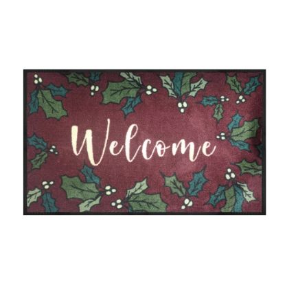 Picture of M+A Matting Message Mat, 45in x 69in, Welcome Holly Burgundy