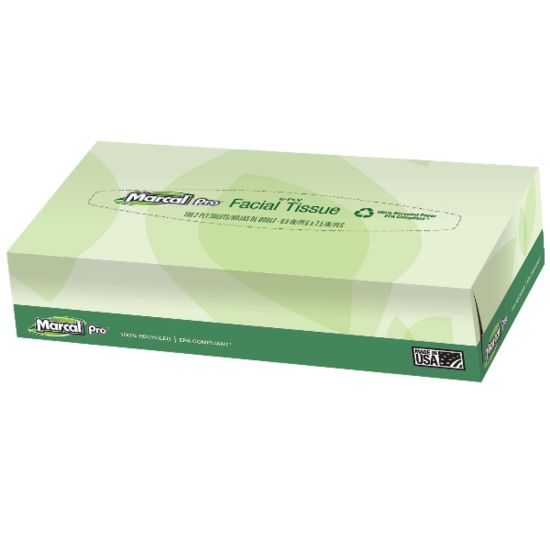 Picture of Marcal Pro 2-Ply Facial Tissues, 100% Recycled, White, Box Of 100, 30 Boxes Per Case