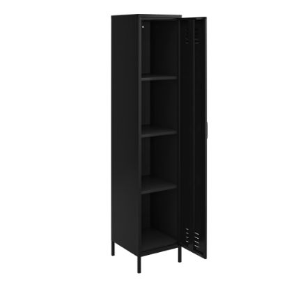 Picture of Ameriwood Home Mission District 4-Shelf Single Metal Locker Storage Cabinet, 72-13/16inH x 15inW x 15-3/4inD, Black