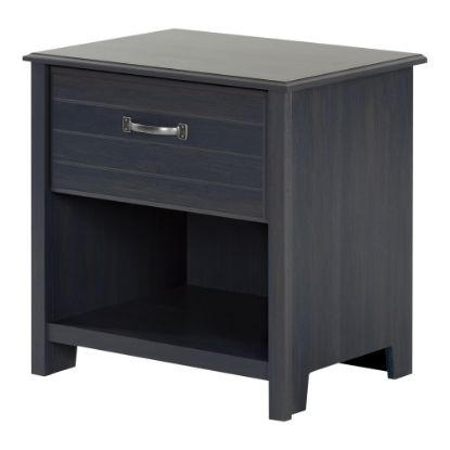 Picture of South Shore Ulysses 1-Drawer Nightstand, 22-1/2inH x 21-3/4inW x 17-3/4inD, Blueberry