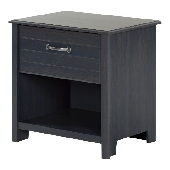 Picture of South Shore Ulysses 1-Drawer Nightstand, 22-1/2inH x 21-3/4inW x 17-3/4inD, Blueberry