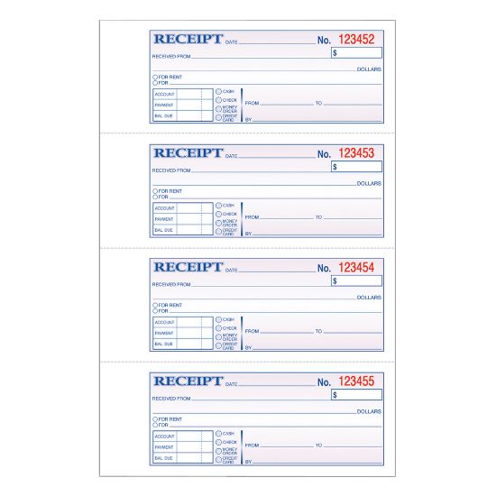 Picture of Adams Carbonless 2-Part Money/Rent Receipt Book, 7 5/8in x 11in, Book Of 200 Sets