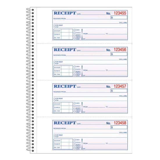 Picture of Adams Carbonless 2-Part Spiral Money/Rent Receipt Book, 7 5/8in x 11in, Book Of 200 Sets