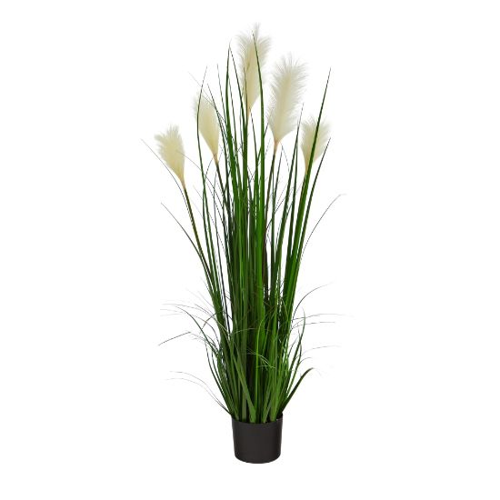 Picture of Nearly Natural Plume Grass 48inH Artificial Plant With Planter, 48inH x 16inW x 16inD, Green/Black