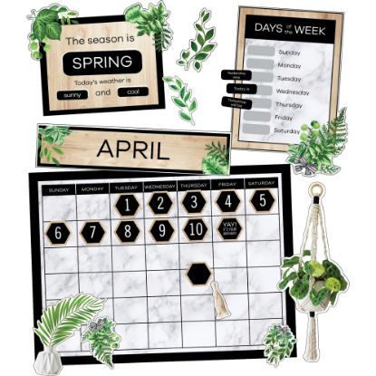 Picture of Schoolgirl Style Simply Boho Calendar Bulletin Board Set, Set Of 85 Pieces