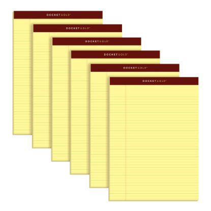 Picture of TOPS Docket Gold Perforated Writing Pads, 8 1/2in x 11 3/4in, Narrow Ruled, 50 Sheets, Canary, Pack Of 6 Pads