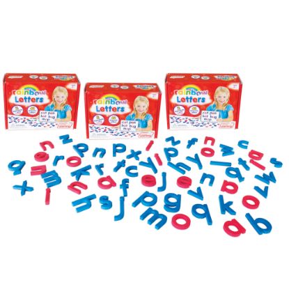 Picture of Junior Learning Magnetic Rainbow Letters, Red/Blue, Grades Pre-K To 2, 62 Letters Per Pack, Set Of 3 Packs