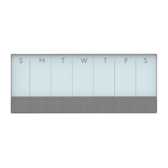 Picture of U Brands Magnetic Glass Dry-Erase Weekly Calendar Board, 36in X 15.25in, White Aluminum Frame, Actual Size 35in X 14.25in (3199U00-01)