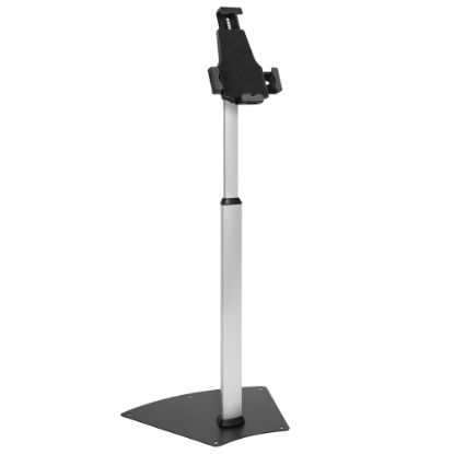 Picture of Mount-It! MI-3786 Floor Kiosk Stand With Lock For 7.9in - 10.5in Tablets, 24-13/16inH x 14-5/8inW x 3-1/8inD, Silver