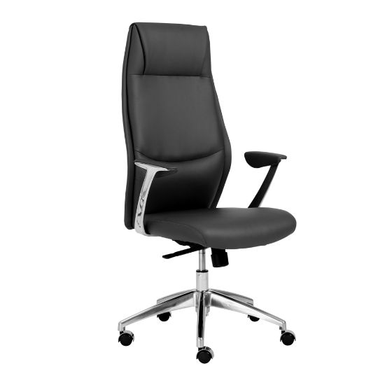 Picture of Eurostyle Crosby Faux Leather High-Back Home Office Chair, Black/Silver